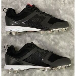 Rawlings Chrome Series Brazen Cleats Mens 7.5 Black TuffTek Baseball Multi-Sport